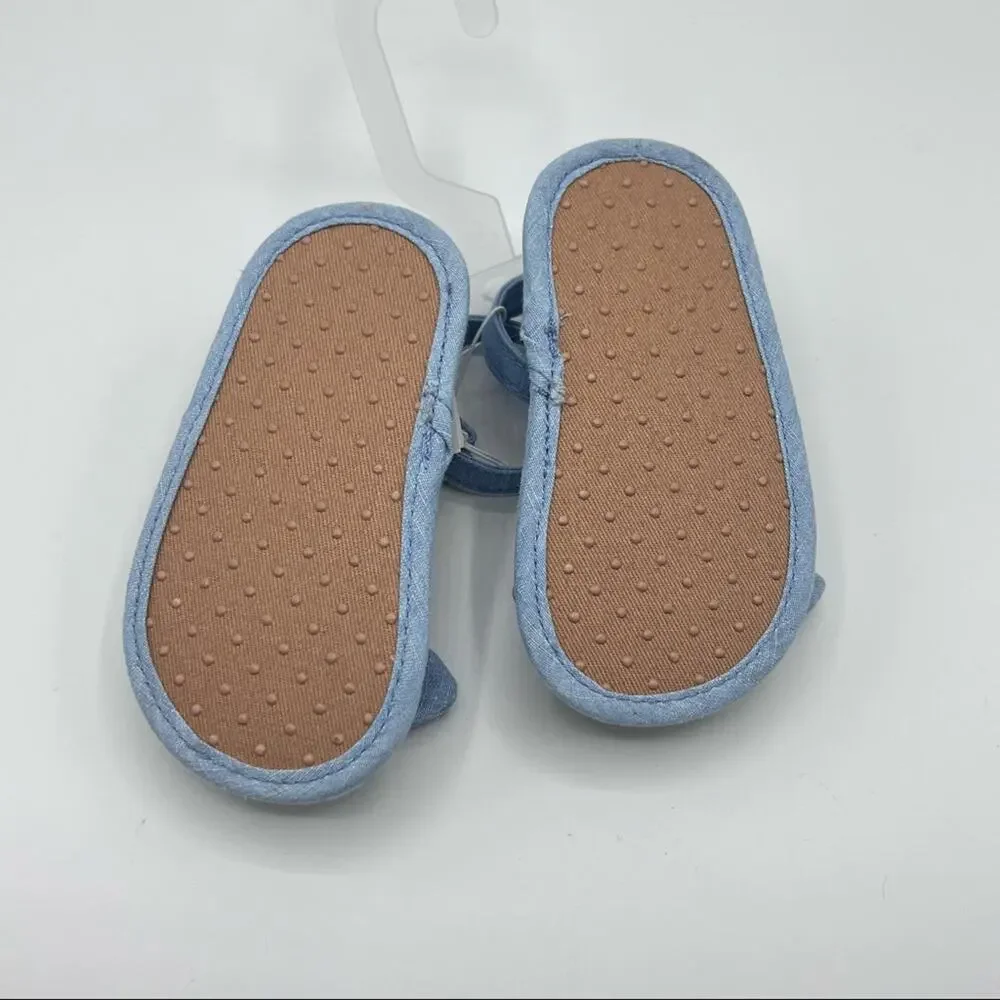 Old Navy Baby Blue Denim Bow Walker Style  Sandal Sz 12-18M